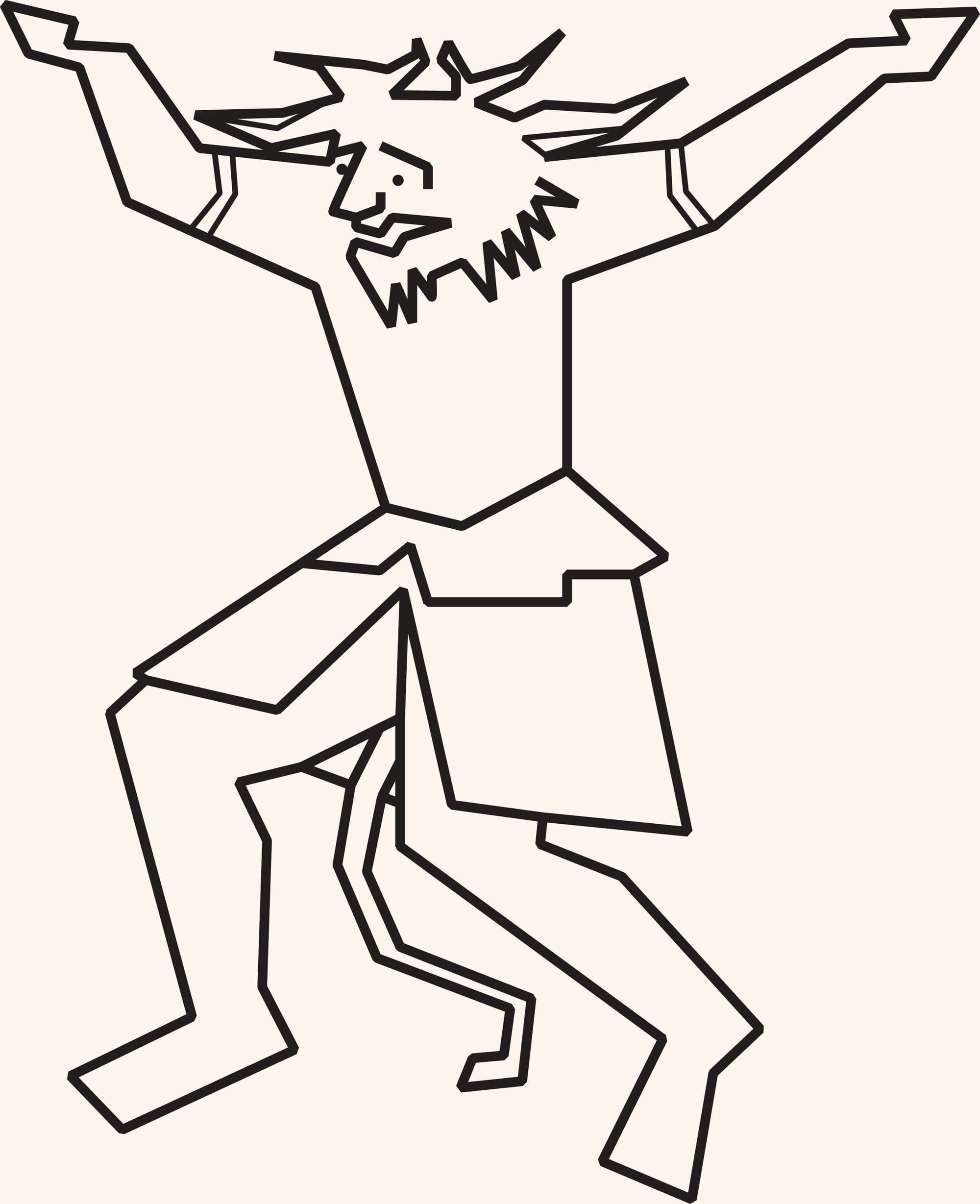 The Akvan character redrawn as a line figure