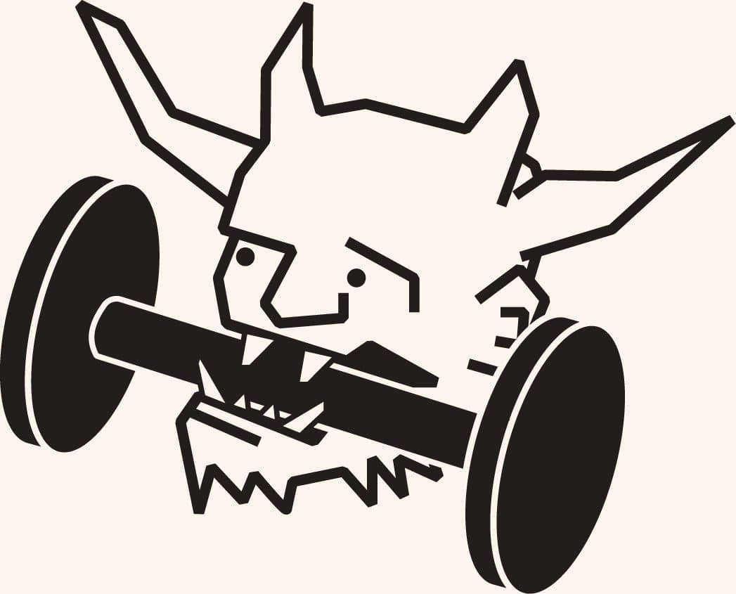 The Akvan character at the barbell