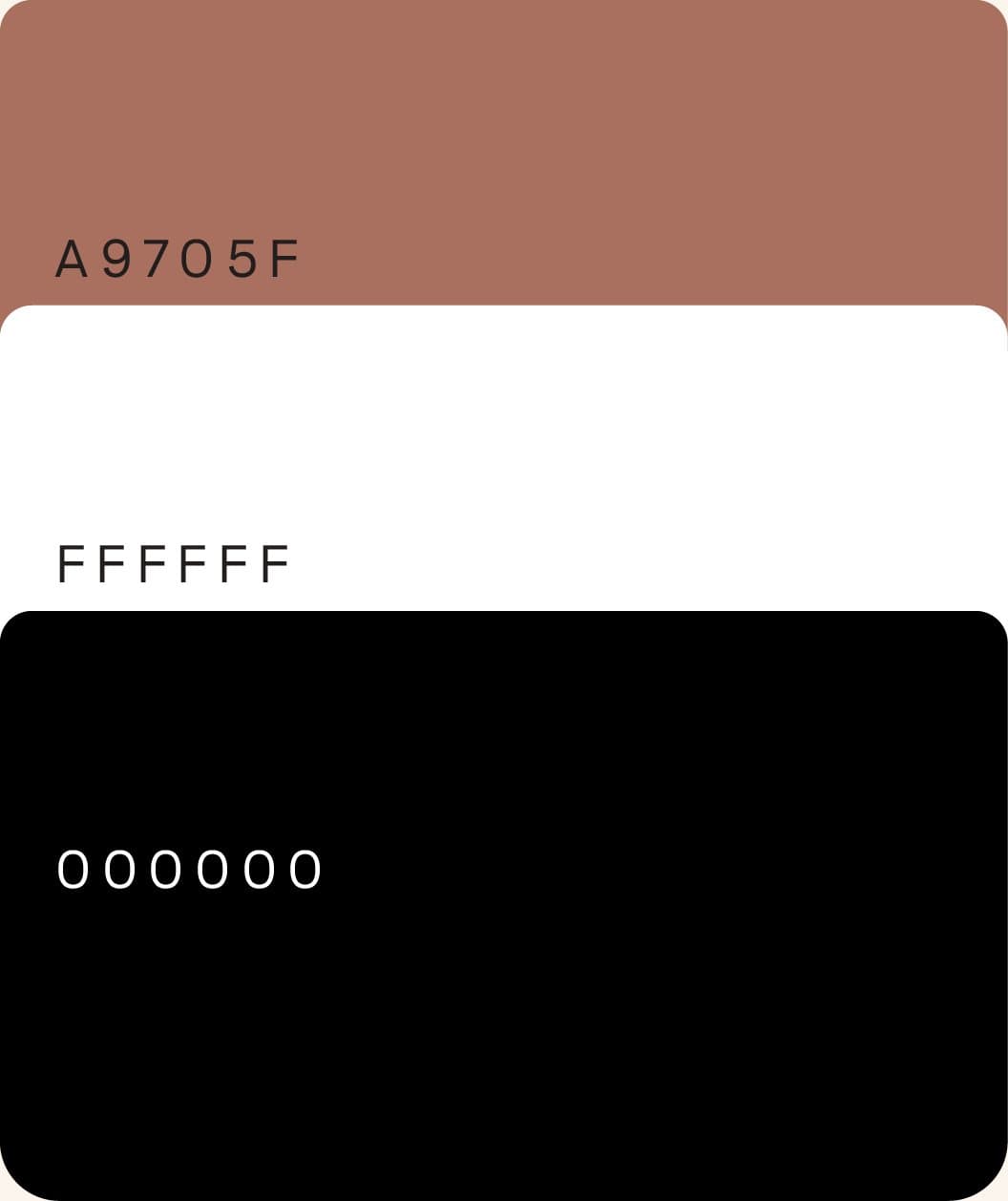 The brand palette — clay, paper and black