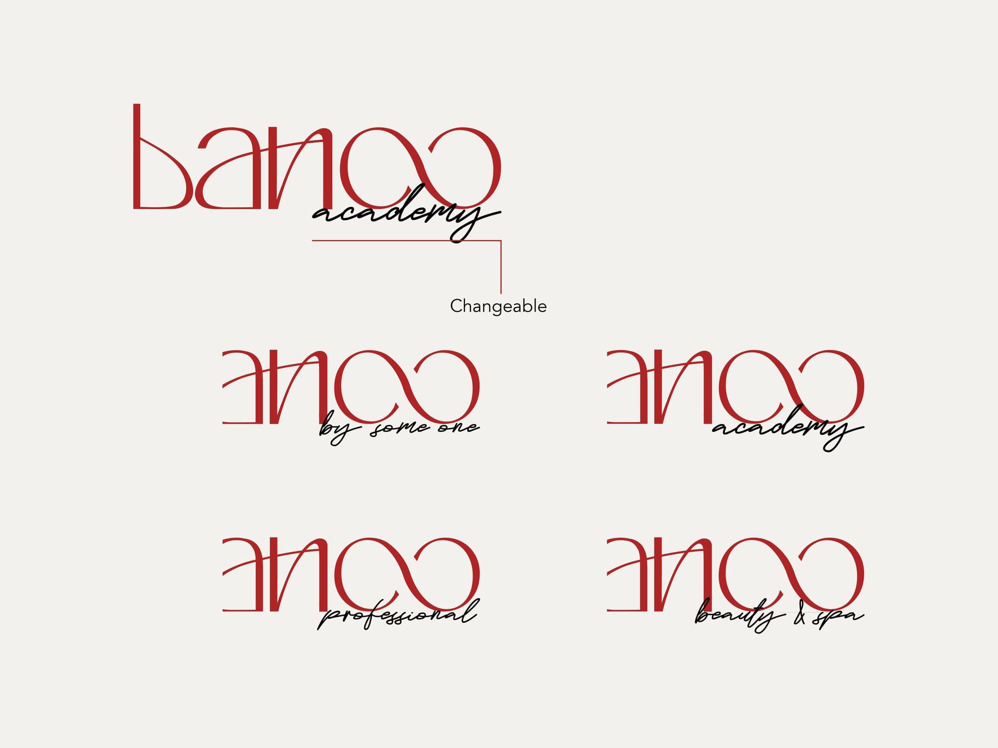 The banoo logotype and its changeable sub-brand lockups