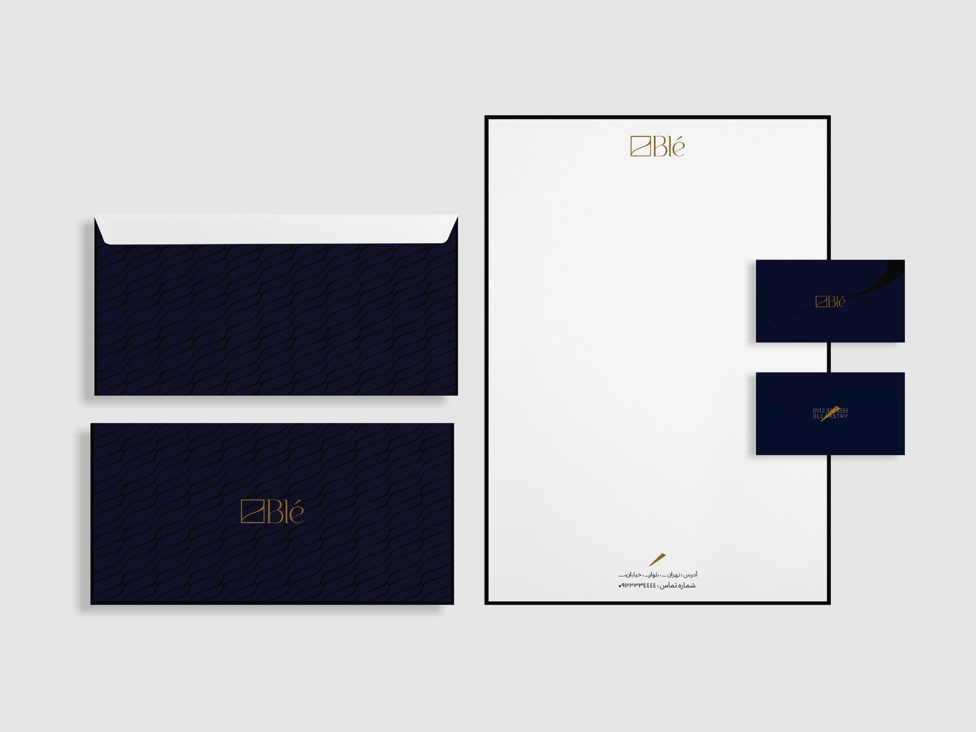 The Blé stationery system — letterhead, envelopes and cards