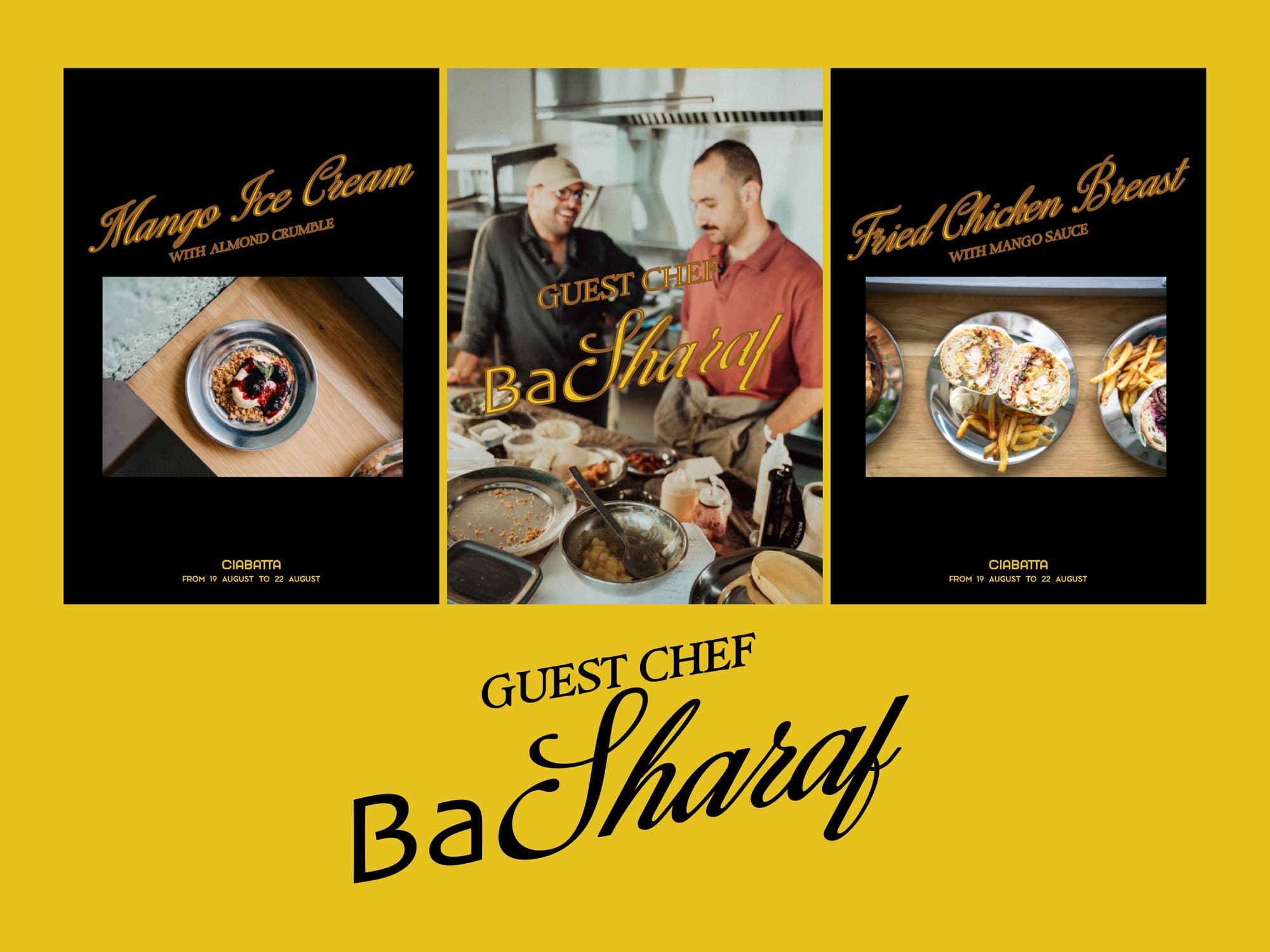 Guest Chef Ba Sharaf — the dish posters and the campaign lettering