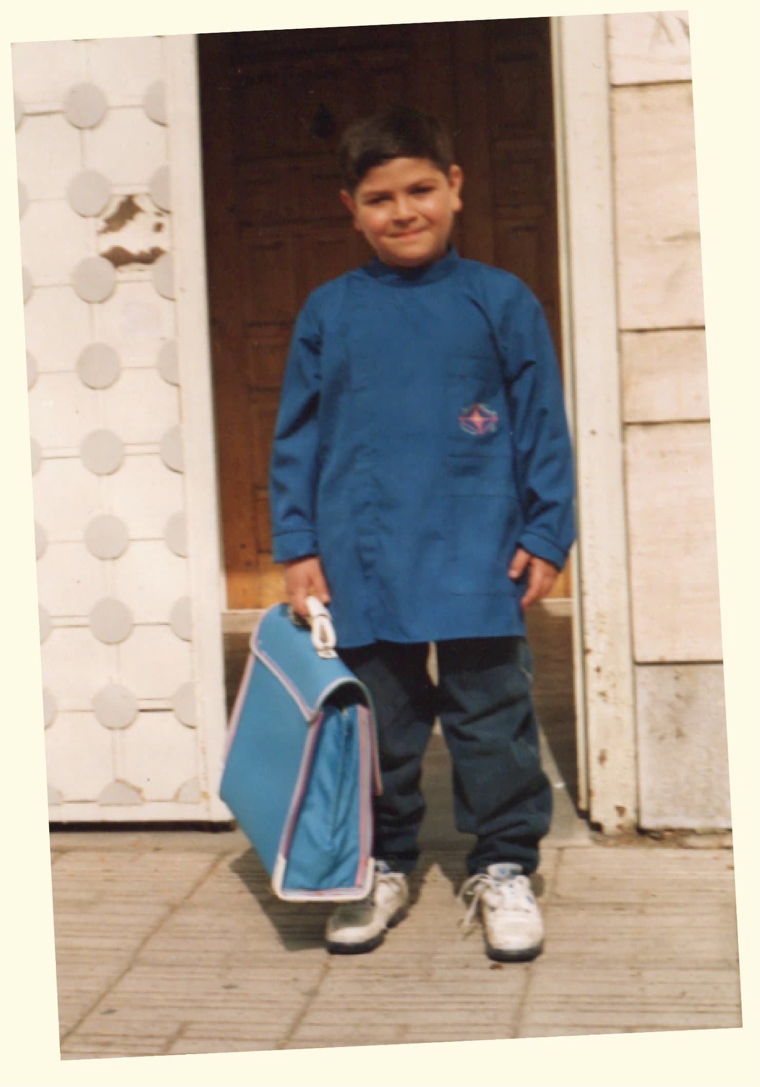Back to School campaign photograph — a boy on his first day
