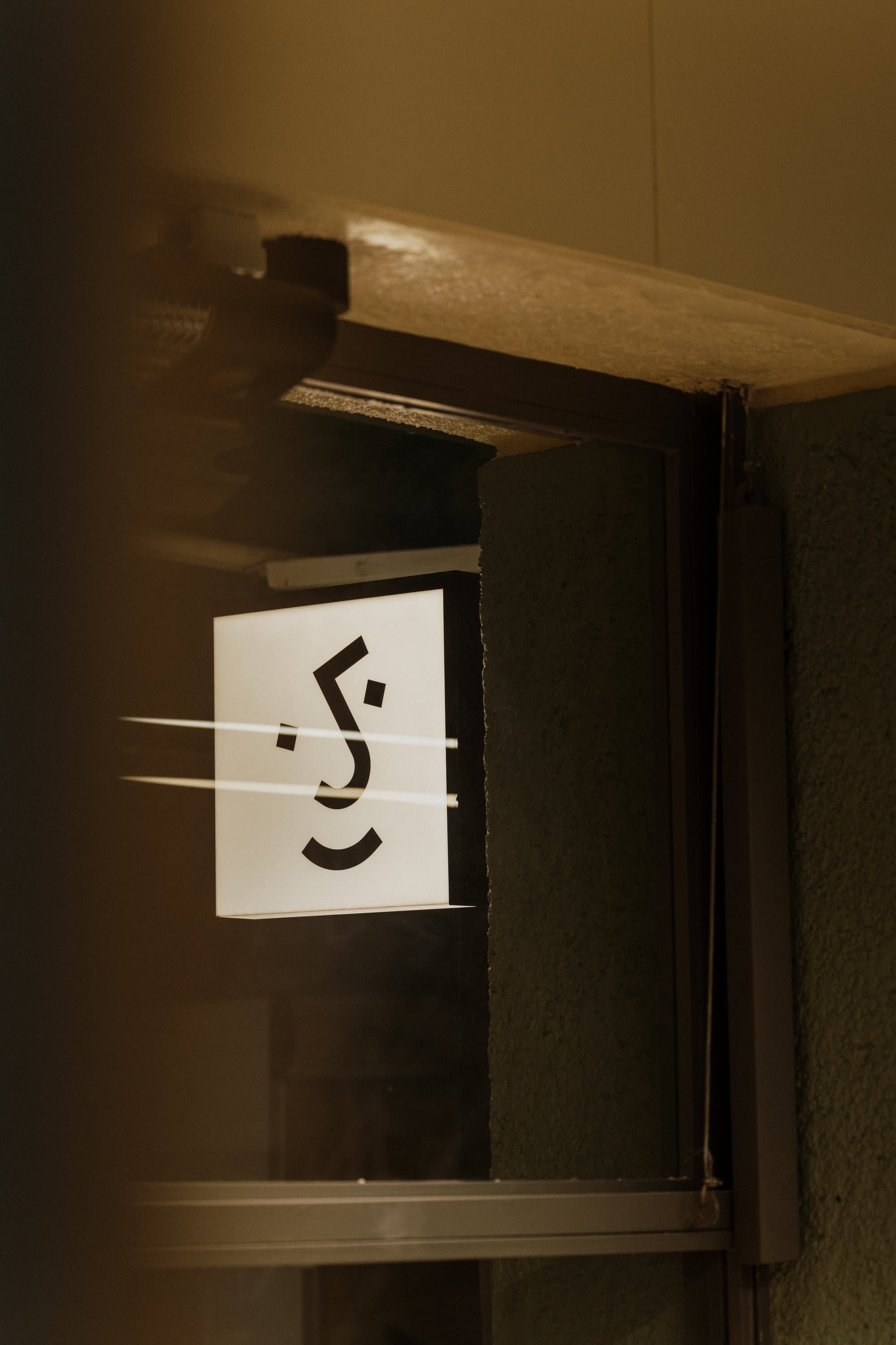 The mascot lit in the dark of the dining room