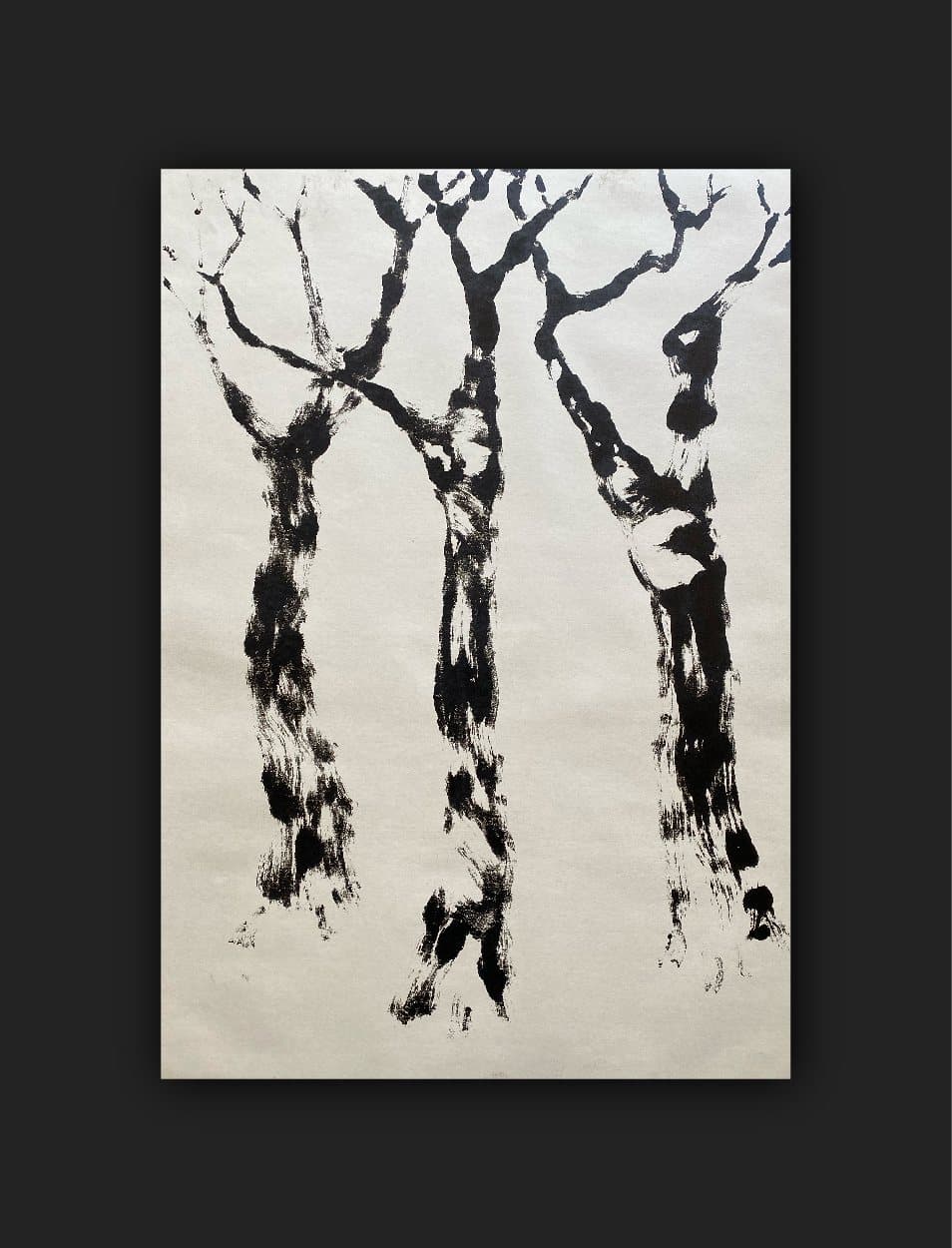 Figure and Trees — monoprint on paper (2)
