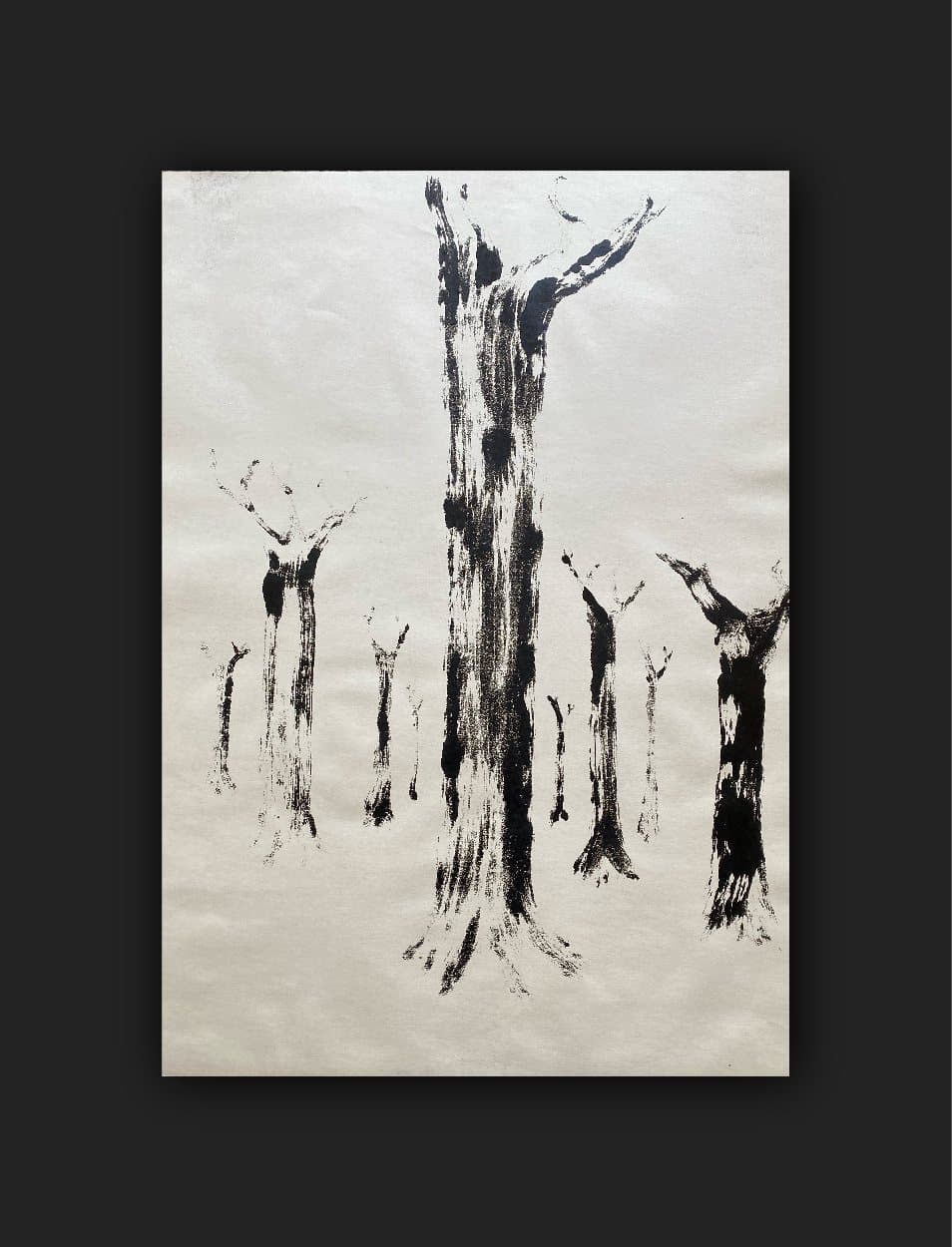 Figure and Trees — monoprint on paper (3)