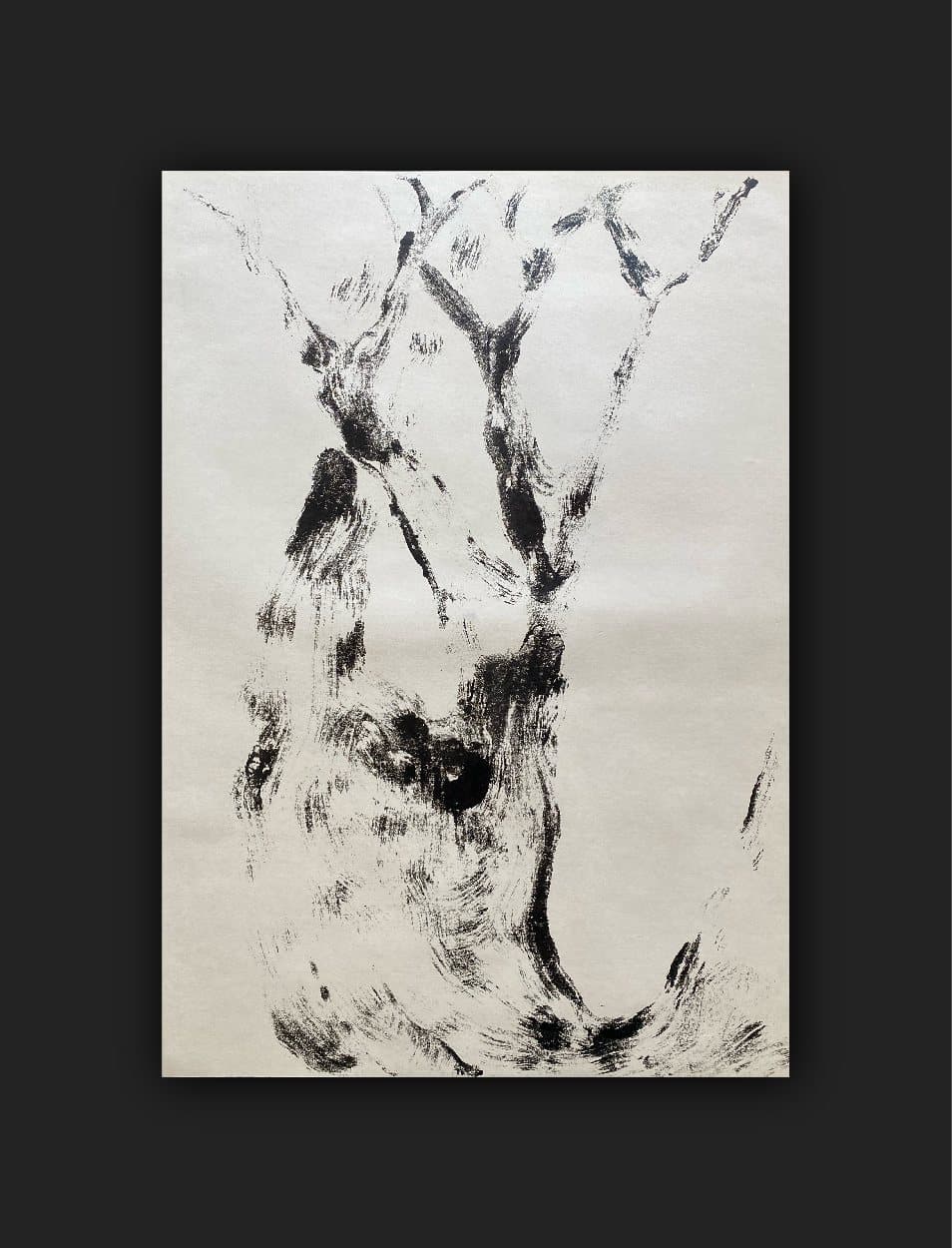 Figure and Trees — monoprint on paper (10)