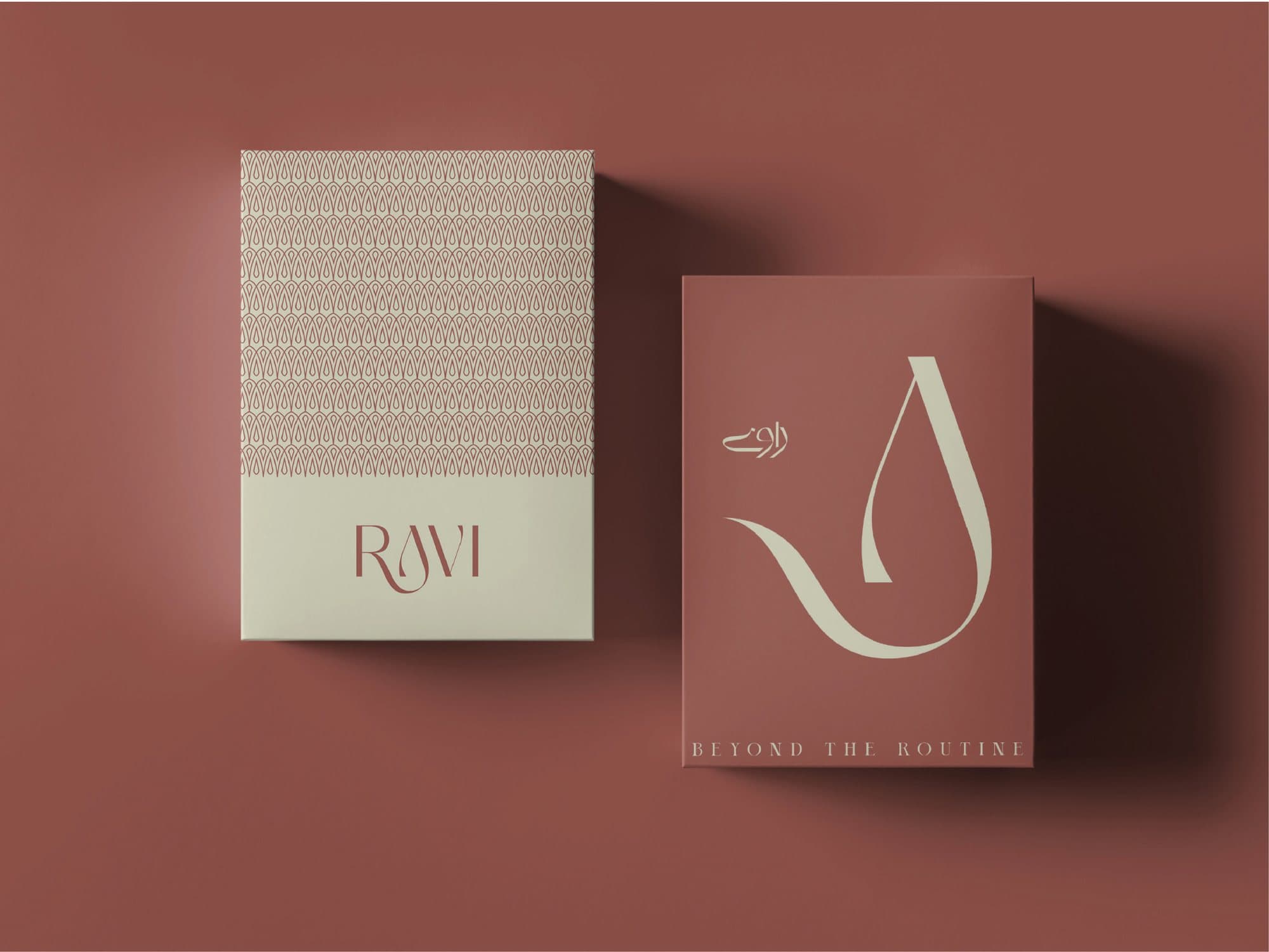 RAVI packaging in clay red and sage — Beyond the Routine