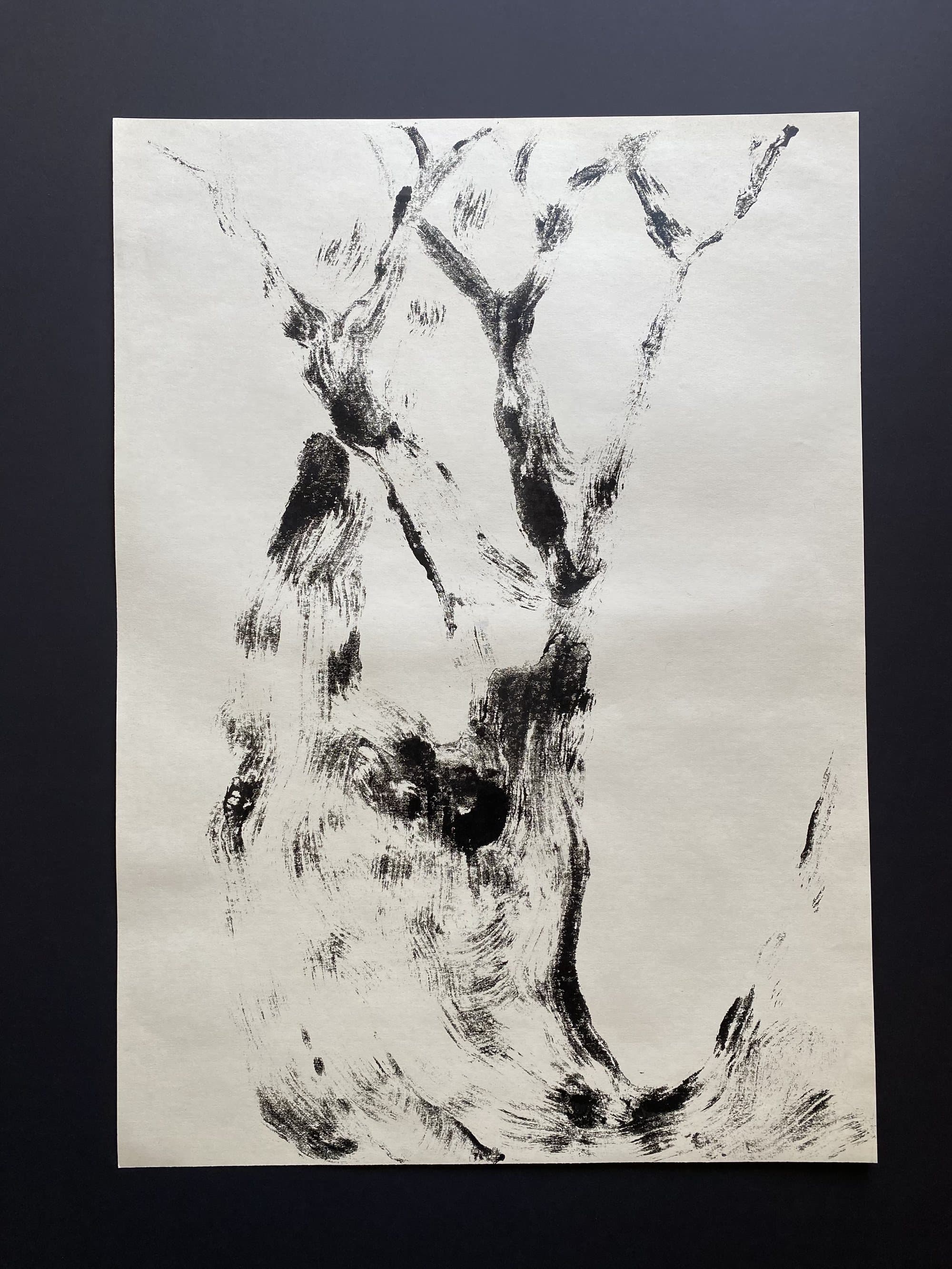 Tree — ink and monoprint on paper (5)